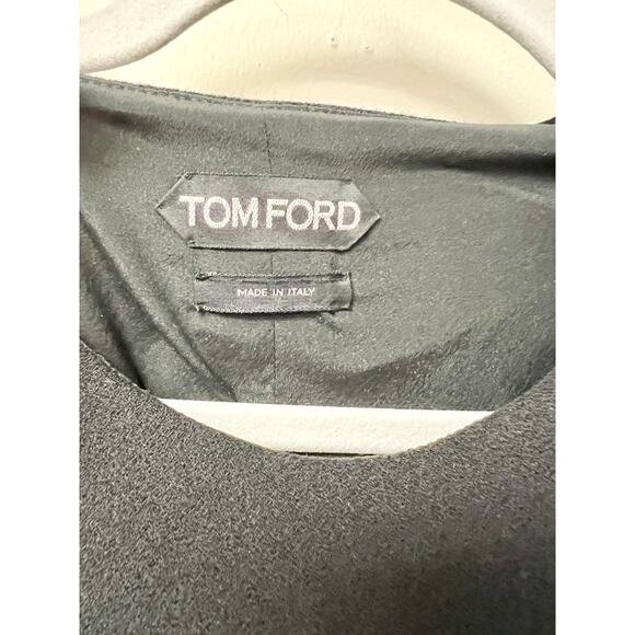 Tom Ford 100% Virgin Wool Asymmetric Shift Mini Dress Black Women's 42 / US 6 - Picture 2 of 6